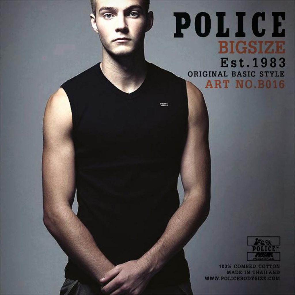Men's T-shirt with police rings - B016